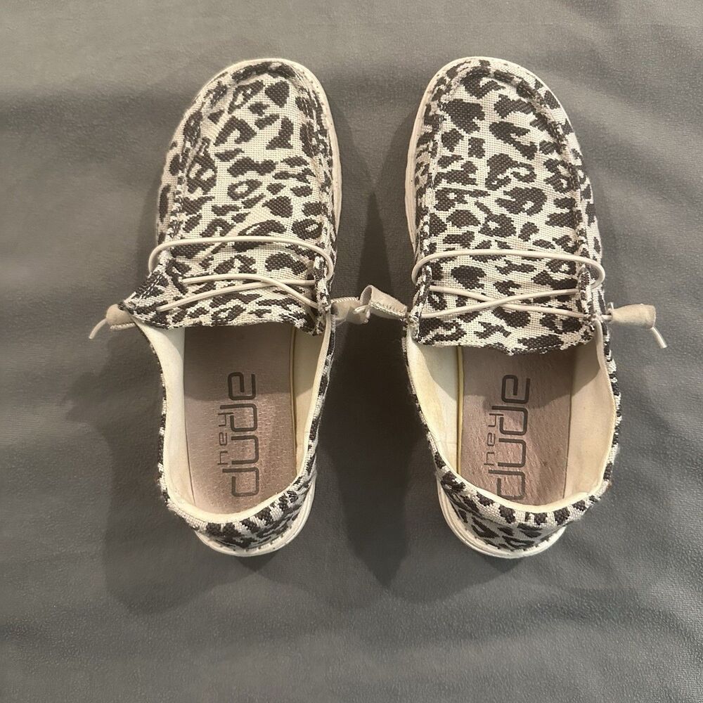 Hey Dude Wendy Woven Cheetah Grey Slip On Casual Loafer Shoes Womens 9 AOP - Picture 8 of 9